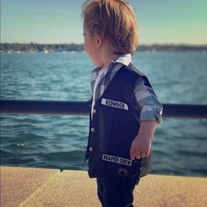 Vintage 90’s Leather Vest with SOA patchwork